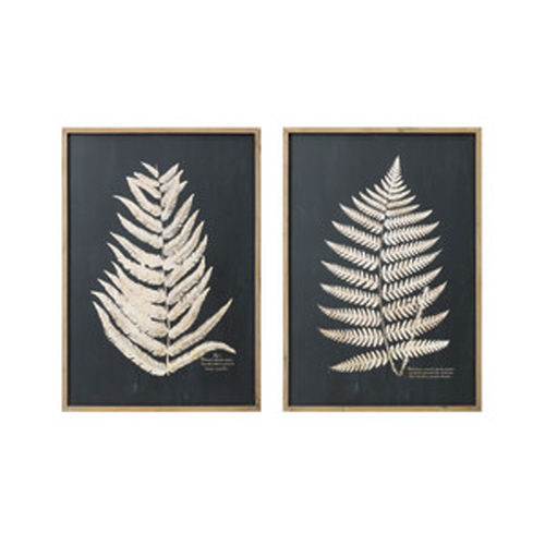 27-1/2"W X 39-1/4"H WOOD FRAMED WALL D COR W/ LASER CUT FERN LEAF, 2 STYLE