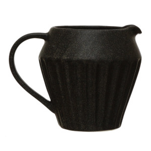 14 OZ. STONEWARE PITCHER, REACTIVE GLAZE, MATTE BLACK FINISH