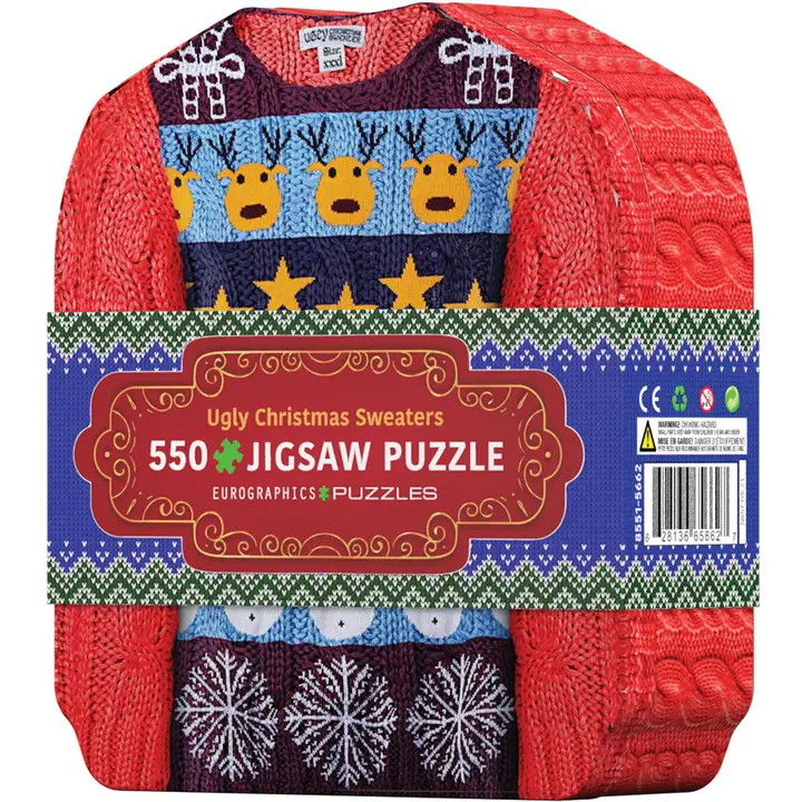 Ugly Christmas Sweater Puzzle Tin