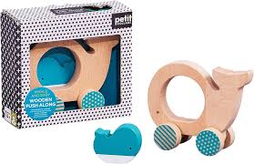 Whale & Baby Wooden Push Along Toy